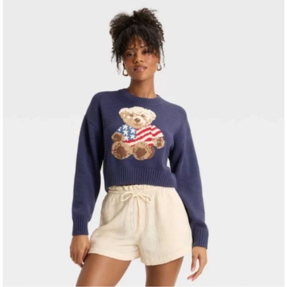 Grayson Threads Navy Sweater with Teddy Bear Design Sz L NWT - Picture 1 of 10